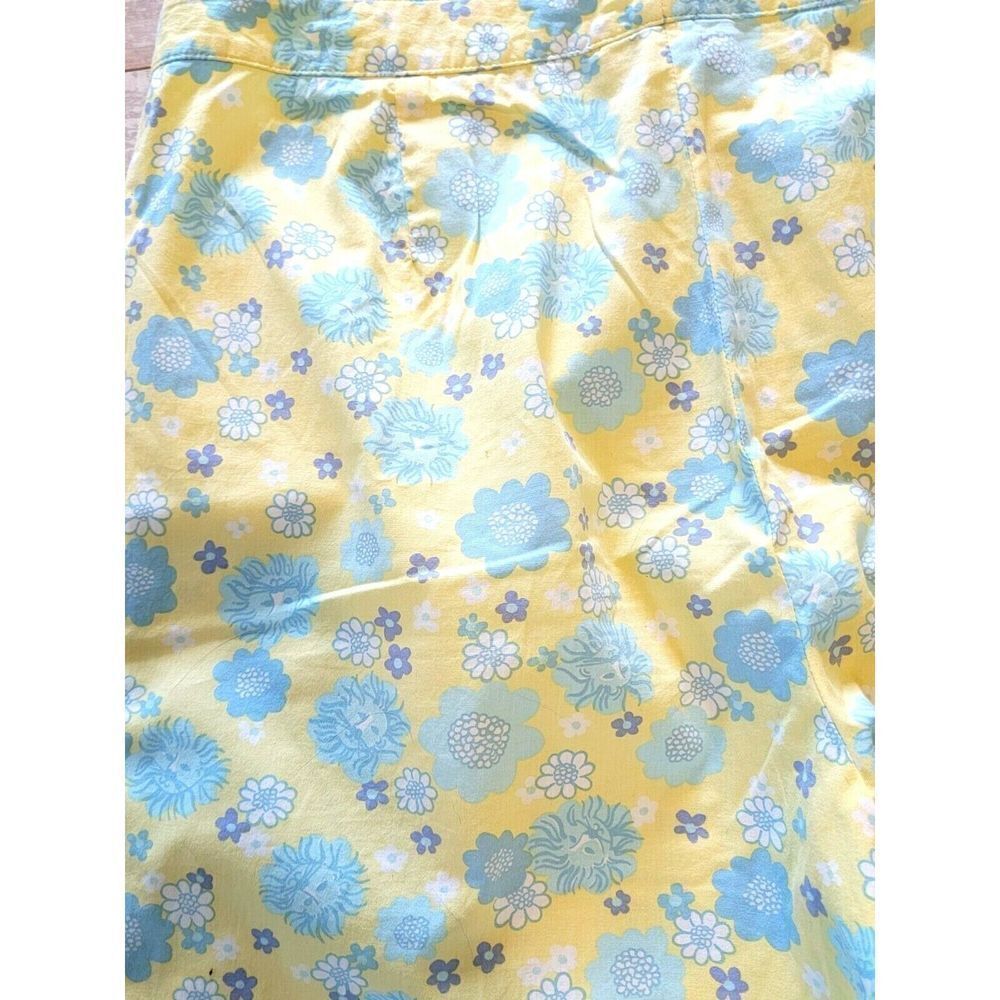 Lilly Pulitzer Size 10 Capri Pants Crop Lions and Cornflowers Floral Yellow Blue - Picture 6 of 6